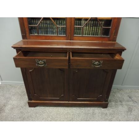 Mahagoni Bücherschrank verglast Massivholz antik ca 1890