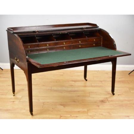 Georgianischer Mahagoni Rolltop Schreibtisch Massivholz antik 19.Jahrhundert