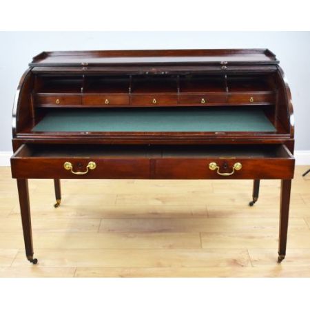 Georgianischer Mahagoni Rolltop Schreibtisch Massivholz antik 19.Jahrhundert