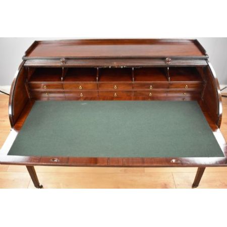 Georgianischer Mahagoni Rolltop Schreibtisch Massivholz antik 19.Jahrhundert