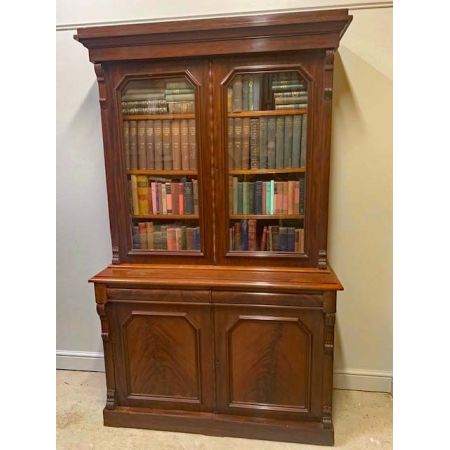 Viktorianischer Mahagoni Bücherschrank Massivholz antik ca 1870