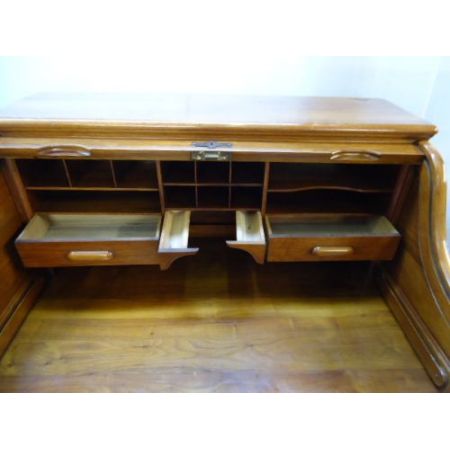 Viktorianischer Nussbaum Rolltop Schreibtisch Massivholz antik ca 1880