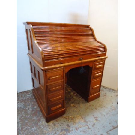 Viktorianischer Nussbaum Rolltop Schreibtisch Massivholz antik ca 1880