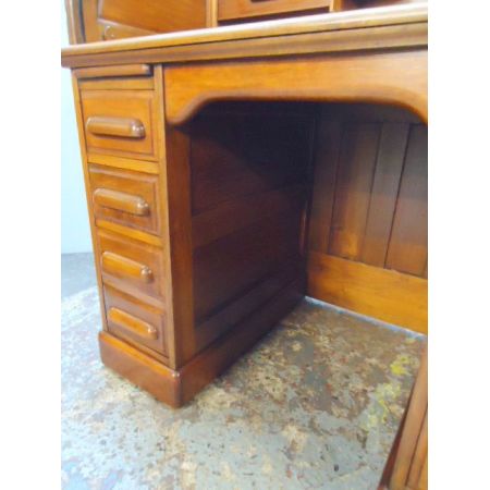 Viktorianischer Nussbaum Rolltop Schreibtisch Massivholz antik ca 1880