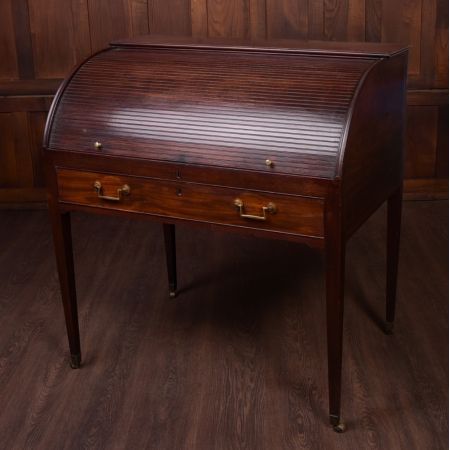 Georgianischer Mahagoni Rolltop Schreibtisch Massivholz antik