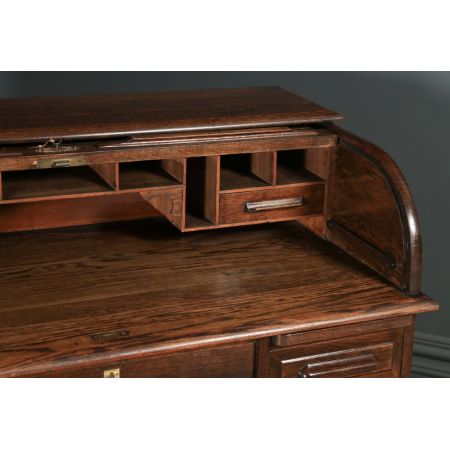 Edwardianischer Eichen Rolltop Schreibtisch Massivholz antik ca 1910