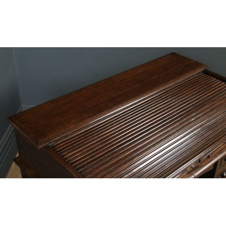 Edwardianischer Eichen Rolltop Schreibtisch Massivholz antik ca 1910