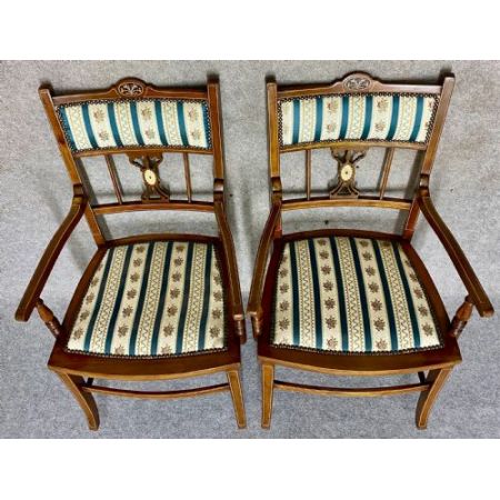 Edwardianisches Paar Mahagoni Stühle Massivholz antik ca 1910