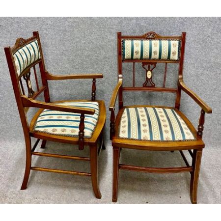 Edwardianisches Paar Mahagoni Stühle Massivholz antik ca 1910