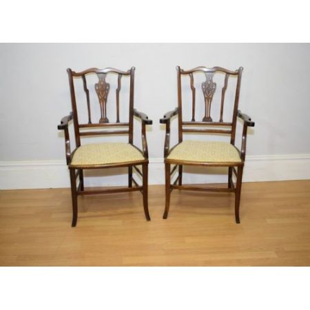 Edwardianisches Paar Mahagoni Stühle Massivholz antik ca 1900