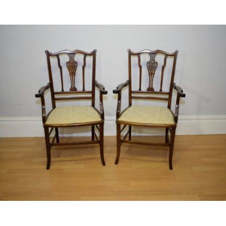 Edwardianisches Paar Mahagoni Stühle Massivholz antik ca 1900