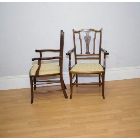 Edwardianisches Paar Mahagoni Stühle Massivholz antik ca 1900