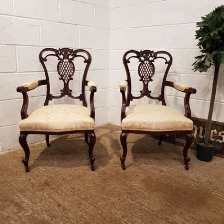 Edwardianisches Paar Mahagoni Stühle Massivholz antik ca 1900