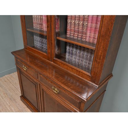 Viktorianischer Eichen Bücherschrank Massivholz antik ca 1880