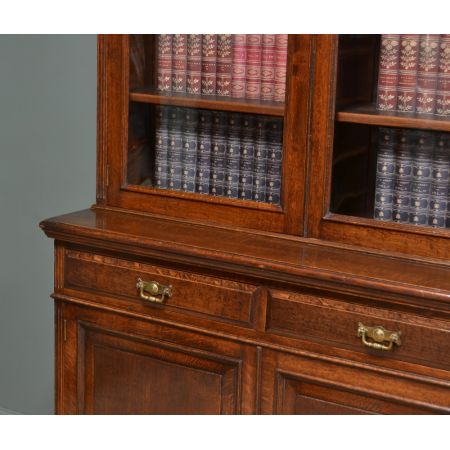 Viktorianischer Eichen Bücherschrank Massivholz antik ca 1880