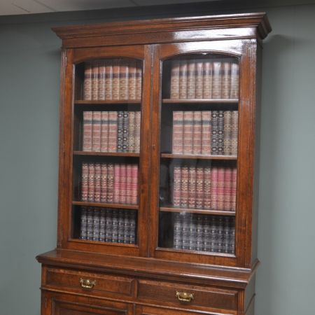 Viktorianischer Eichen Bücherschrank Massivholz antik ca 1880