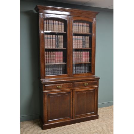 Viktorianischer Eichen Bücherschrank Massivholz antik ca 1880