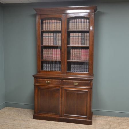 Viktorianischer Eichen Bücherschrank Massivholz antik ca 1880