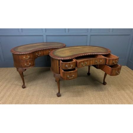 Paar edwardianische Mahagoni Schreibtische Massivholz antik ca 1900