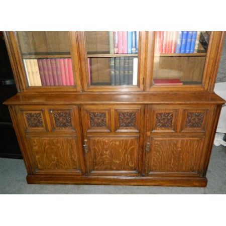 Bücherschrank Eiche Massivholz antik 1890