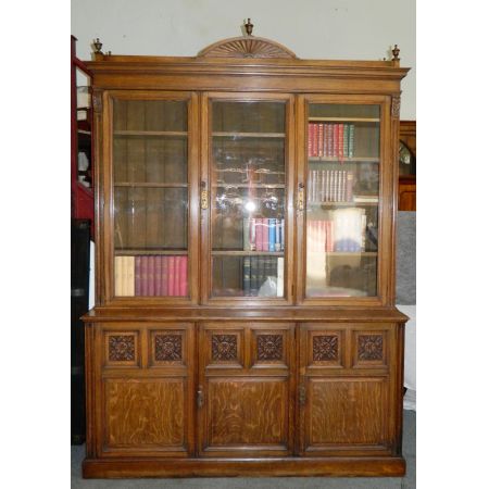 Bücherschrank Eiche Massivholz antik 1890