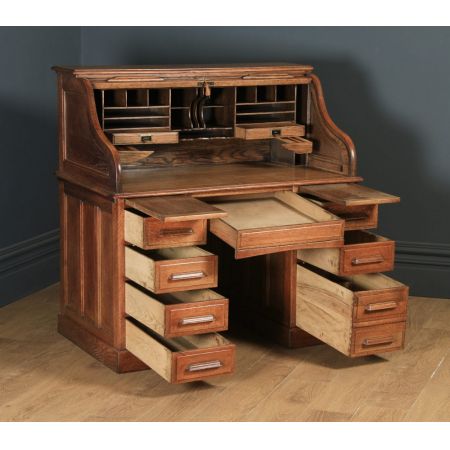 Edwardianischer Eichen Schreibtisch Massivholz antik ca 1910