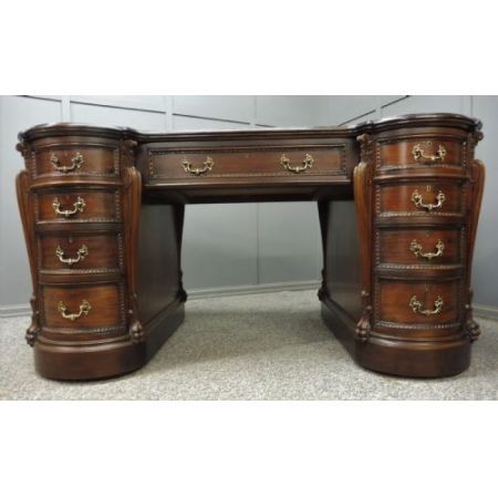 Edwardianischer Mahagoni Partners Desk Massivholz antik ca 1900