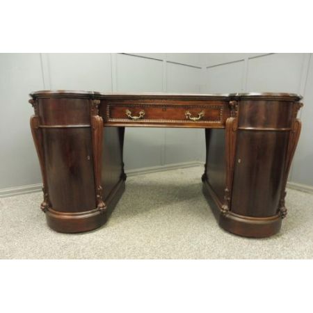 Edwardianischer Mahagoni Partners Desk Massivholz antik ca 1900