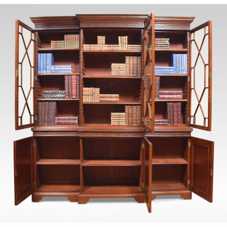 Mahagoni three door Breakfront Bücherschrank Massivholz antik ca 1900