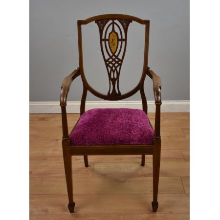 Antiker Edwardianischer Inlaid Stuhl aus Mahagoni