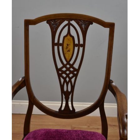 Antiker Edwardianischer Inlaid Stuhl aus Mahagoni