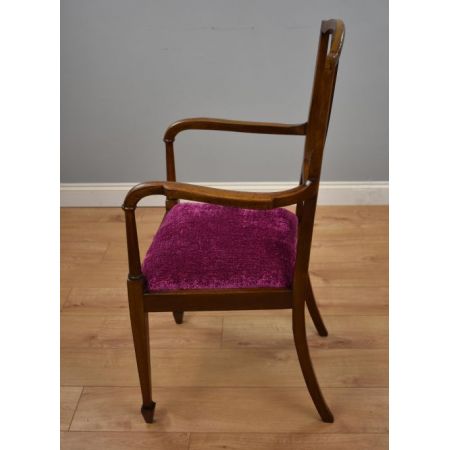 Antiker Edwardianischer Inlaid Stuhl aus Mahagoni