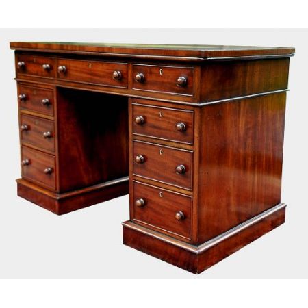 Antiker Mahagoni Sockelschreibtisch aus dem Jahr 1850