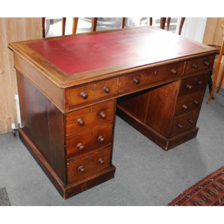 Viktorianischer Sockelschreibtisch aus Mahagoni