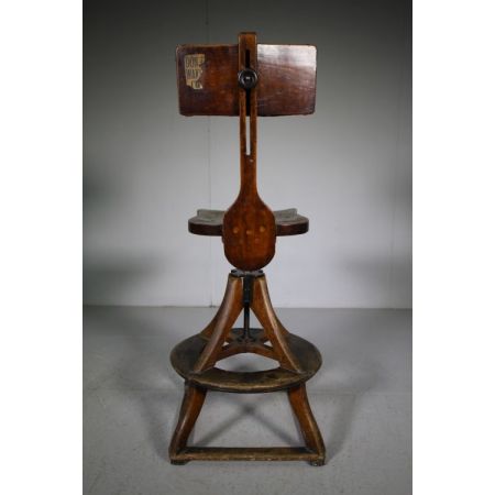 Edwardianischer Architektenstuhl Massivholz antik ca 1915