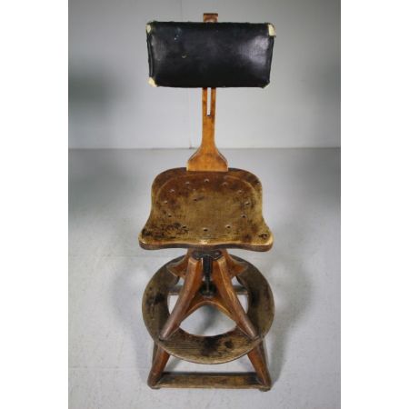 Edwardianischer Architektenstuhl Massivholz antik ca 1915