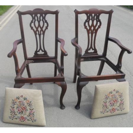 Paar Chippendale Mahagoni Stühle Massivholz antik ca 1920