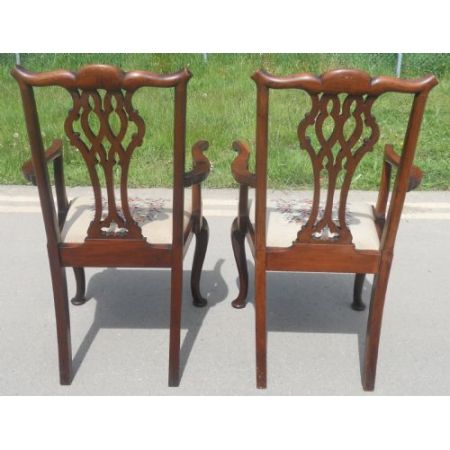 Paar Chippendale Mahagoni Stühle Massivholz antik ca 1920