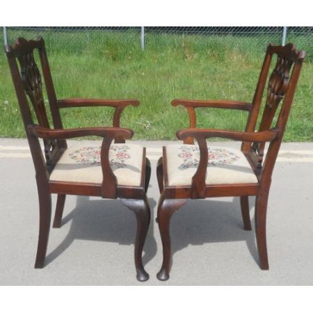 Paar Chippendale Mahagoni Stühle Massivholz antik ca 1920