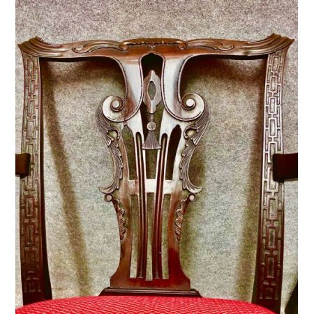 Paar Chippendale Mahagoni Stühle Massivholz antik 19. Jahrhundert