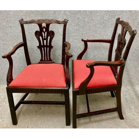 Paar Chippendale Mahagoni Stühle Massivholz antik 19. Jahrhundert