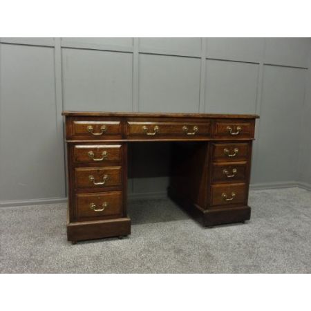 Viktorianischer Eichen Schreibtisch Massivholz antik ca 1890