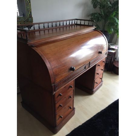 Viktorianischer Mahagoni Zylinder Schreibtisch Massivholz antik ca 1880
