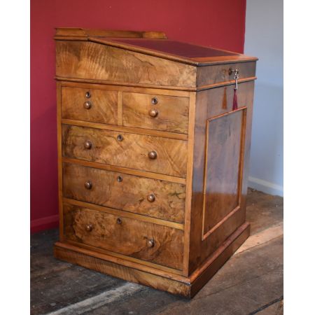 Viktorianischer Nussbaum Davenport Massivholz antik ca 1850