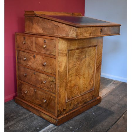 Viktorianischer Nussbaum Davenport Massivholz antik ca 1850