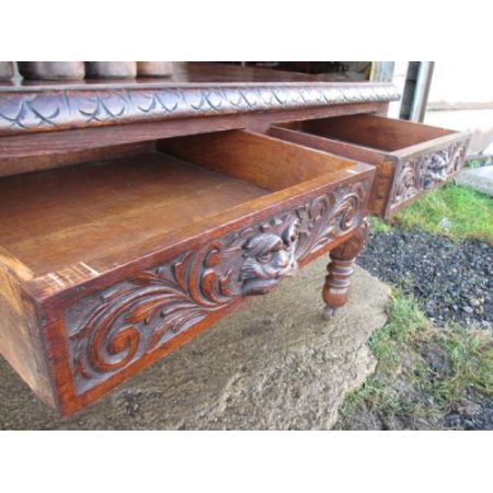 Viktorianischer Eichen Schreibtisch Massivholz antik ca 1880