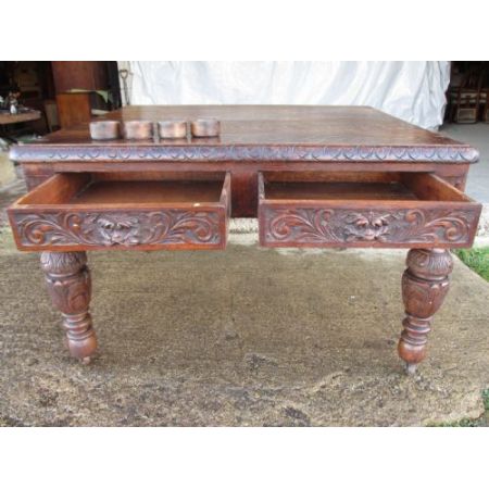 Viktorianischer Eichen Schreibtisch Massivholz antik ca 1880