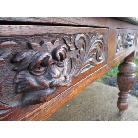 Viktorianischer Eichen Schreibtisch Massivholz antik ca 1880