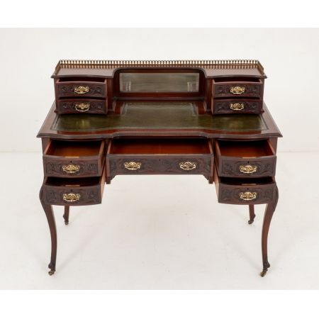 Chippendale Mahagoni Schreibtisch Massivholz antik ca 1890