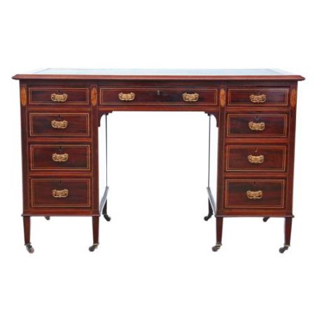 Antiker Viktorianischer Mahagoni Schreibtisch Massivholz ca. 1880